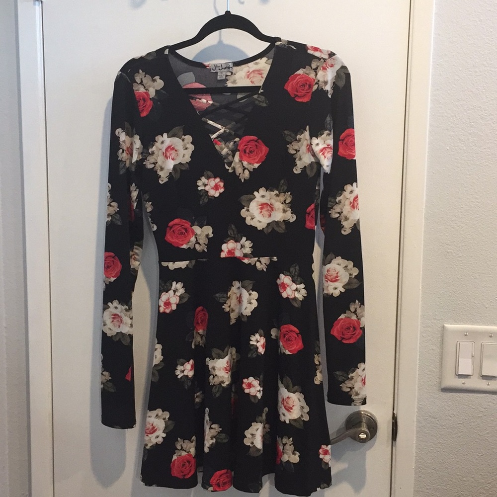 Black/White/Red/Green floral dress